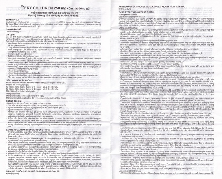 Cốm Ery Children Enfants 250mg Bouchara điều trị nhiễm khuẩn (24 gói)