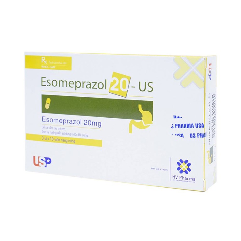 Thuốc Esomeprazol 20-US điều trị trào ngược dạ dày (3 vỉ x 10 viên)