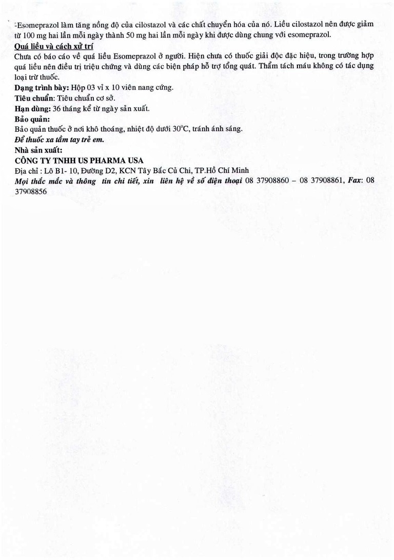 Thuốc Esomeprazol 40-US điều trị trào ngược dạ dày, thực quản (3 vỉ x 10 viên)