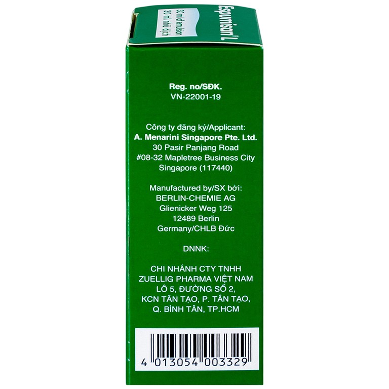 Nhũ dịch Espumisan L Menarini điều trị các triệu chứng chướng bụng, đau bụng (30ml)