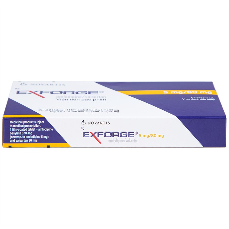 Thuốc Exforge 5mg/80mg Novartis điều trị tăng huyết áp vô căn (2 vỉ x 14 viên)