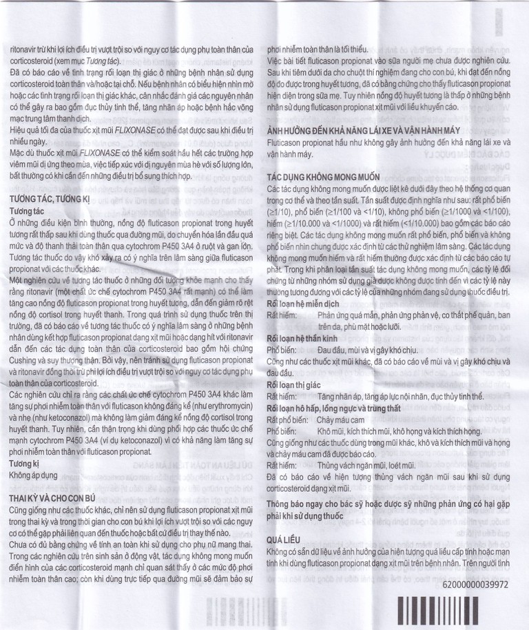 Xịt mũi Flixonase 0.05% GSK điều trị viêm mũi dị ứng (60 liều)