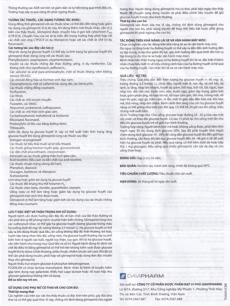 Thuốc Flodilan Davipharm điều trị đái tháo đường tuýp 2 (2 vỉ x 14 viên)
