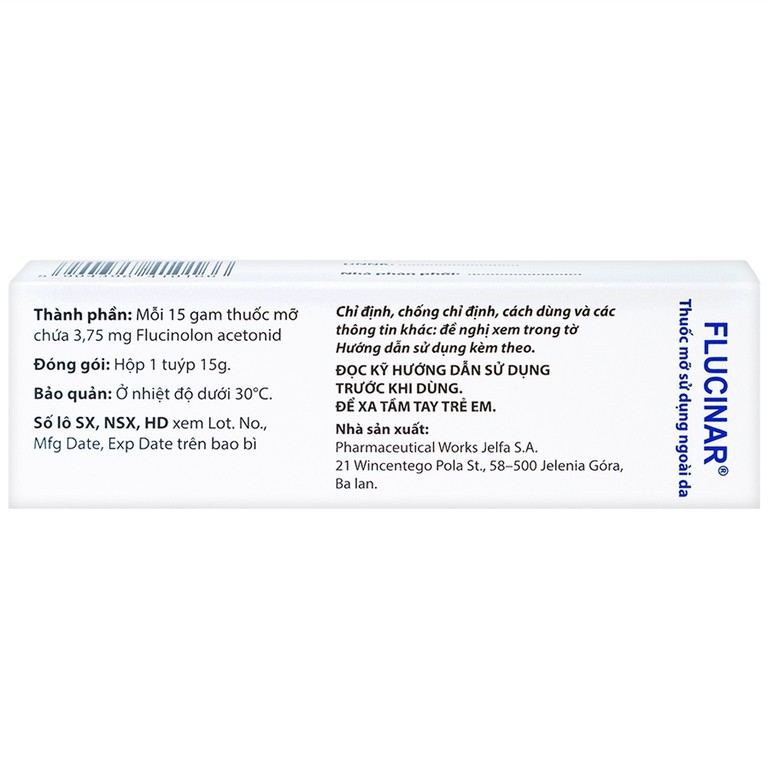 Thuốc mỡ Flucinar Jelfa điều trị viêm da (15g)