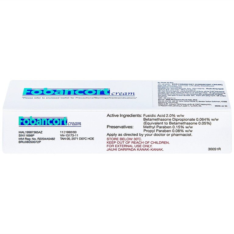 Kem Fobancort Cream điều trị vảy nến, viêm da do nhiễm khuẩn (5g)