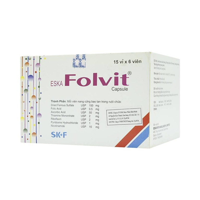 Thuốc Eskafolvit Capsule Eskayef phòng và điều trị bệnh thiếu máu do thiếu sắt (15 vỉ x 6 viên)