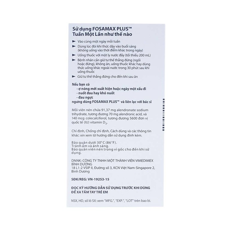 Thuốc Fosamax Plus 70mg/5600IU MSD điều trị loãng xương (1 vỉ x 4 viên)
