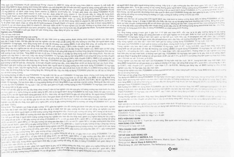 Thuốc Fosamax Plus 70mg/5600IU MSD điều trị loãng xương (1 vỉ x 4 viên)