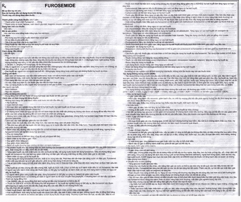 Thuốc Furosemide Mekophar điều trị phù, tăng huyết áp (10 vỉ x 30 viên)