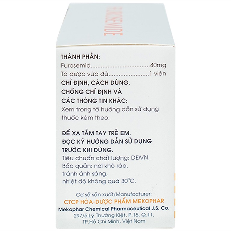 Thuốc Furosemide Mekophar điều trị phù, tăng huyết áp (10 vỉ x 30 viên)