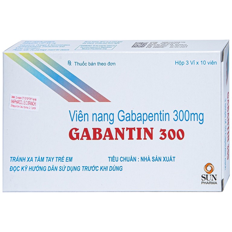 Thuốc Gabantin 300 Sun Pharma điều trị đau thần kinh sau khi nhiễm herpes (3 vỉ x 10 viên)