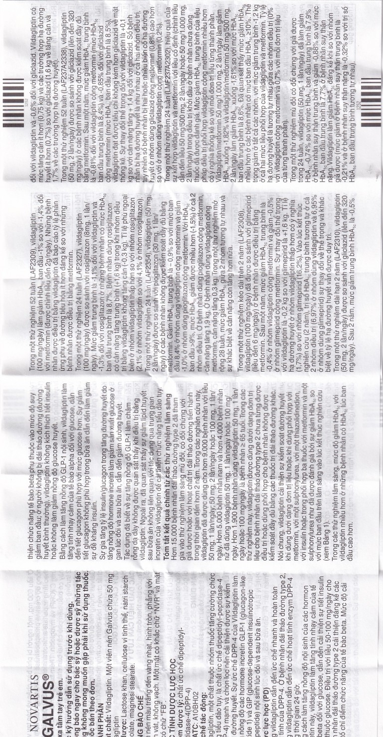 Thuốc Galvus 50mg Novartis hỗ trợ điều trị đái tháo đường típ 2 (2 vỉ x 14 viên)