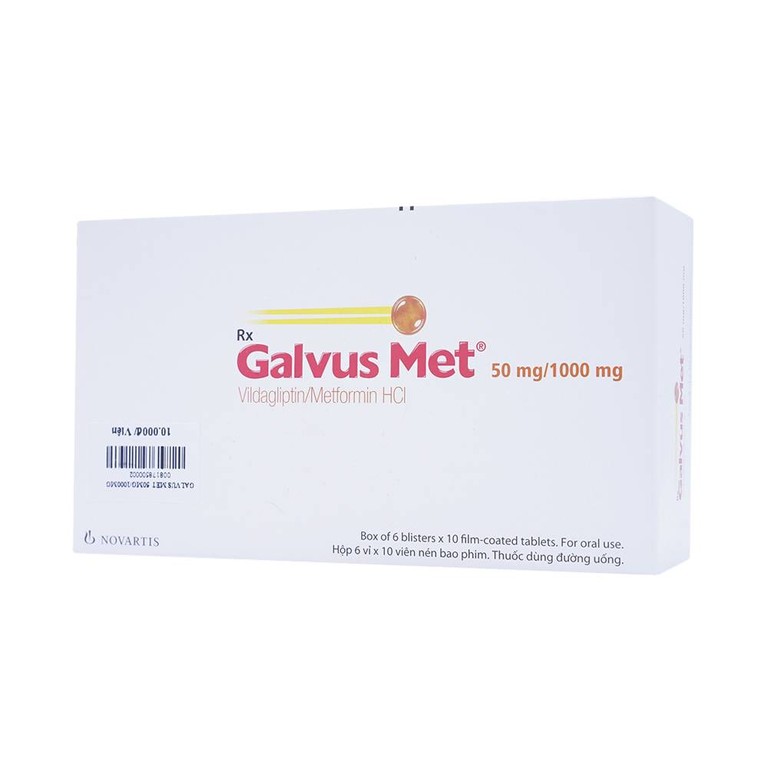 Thuốc Galvus Met 50mg/1000mg Novartis hỗ trợ điều trị đái tháo đường típ 2 (6 vỉ x 10 viên)