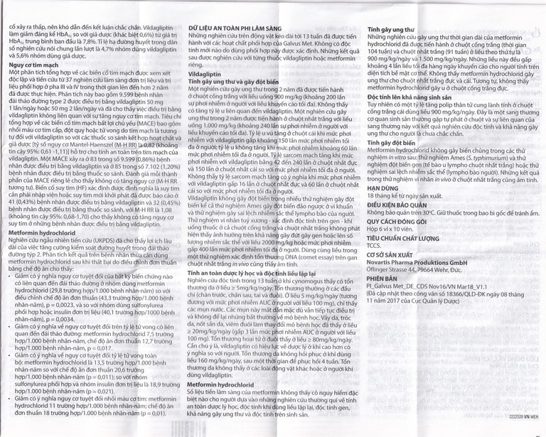 Thuốc Galvus Met 50mg/1000mg Novartis hỗ trợ điều trị đái tháo đường típ 2 (6 vỉ x 10 viên)