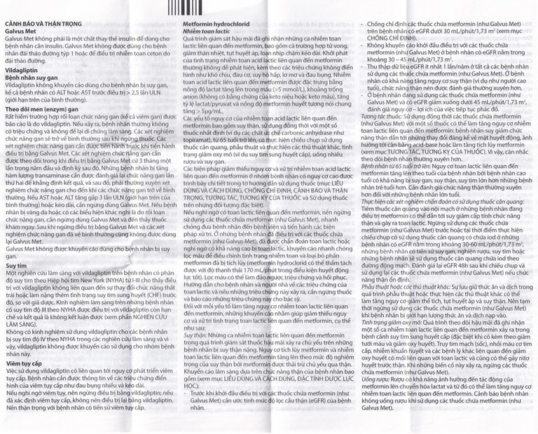 Thuốc Galvus Met 50mg/1000mg Novartis hỗ trợ điều trị đái tháo đường típ 2 (6 vỉ x 10 viên)