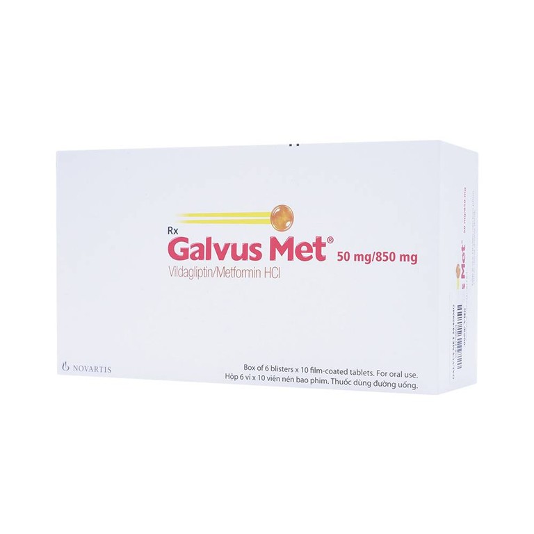 Thuốc Galvus Met 50mg/850mg Novartis hỗ trợ điều trị đái tháo đường típ 2 (6 vỉ x 10 viên)