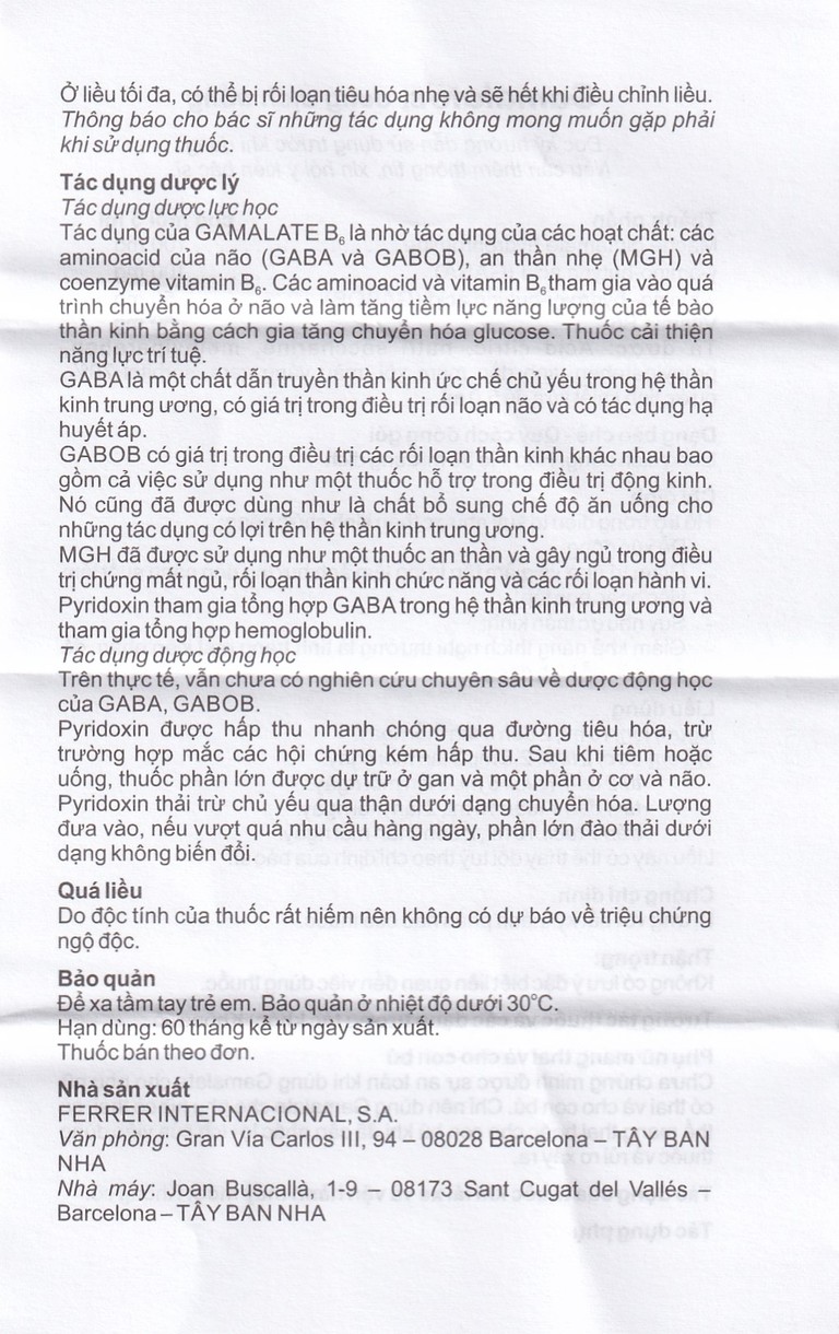 Dung dịch Gamalate B6 điều trị suy nhược thần kinh (80ml)