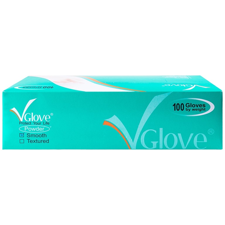 Găng tay cao su y tế trơn có bột VGlove Size M (10 hộp x 100 chiếc)