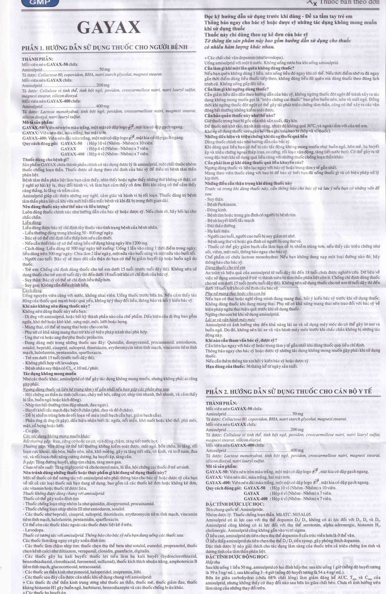 Thuốc Gayax 400 Davipharm điều trị tâm thần phân liệt (4 vỉ x 7 viên)