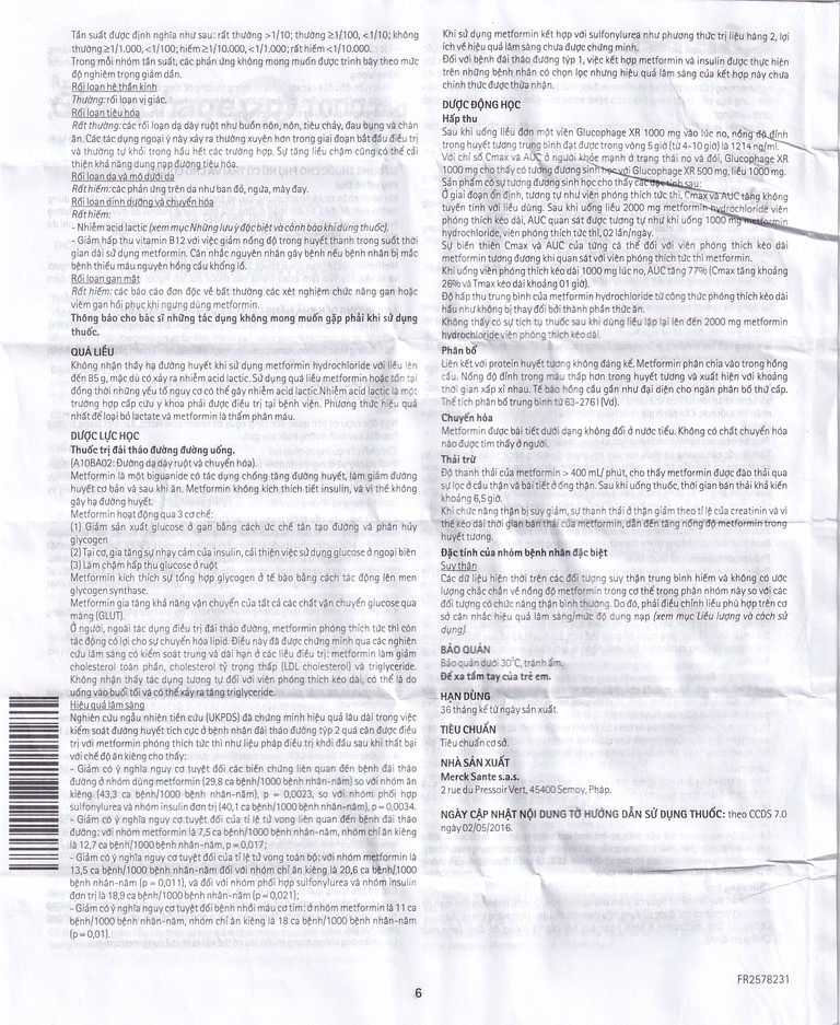 Thuốc Glucophage XR 1000mg Merck điều trị tiểu đường típ 2 (3 vỉ x 10 viên)