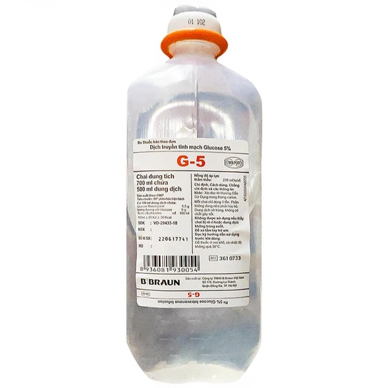 Dung dịch Glucose 5% Braun điều trị thiếu hụt carbohydrat và bù dịch cho cơ thể (500ml)