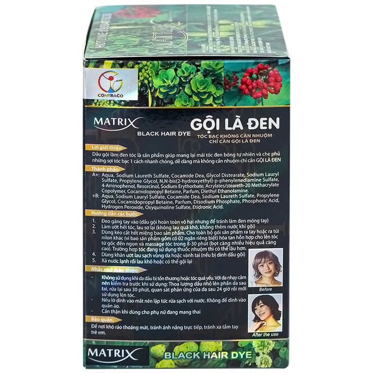 Dầu gội nhuộm đen tóc Matrix gội là đen (10 gói x 25ml)