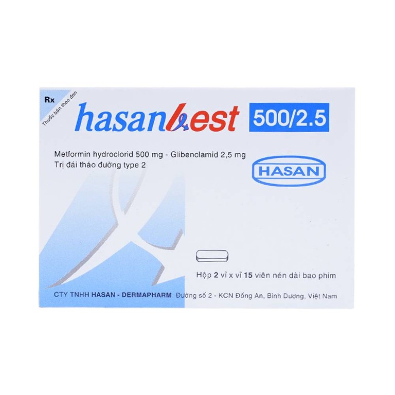 Thuốc Hasanbest 500/2,5 Hasan điều trị đái tháo đường típ 2 (2 vỉ x 15 viên)