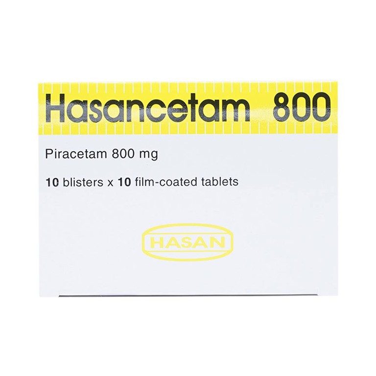 Thuốc Hasancetam 800 Hasan điều trị rối loạn chức năng não, suy giảm trí nhớ (10 vỉ x 10 viên)