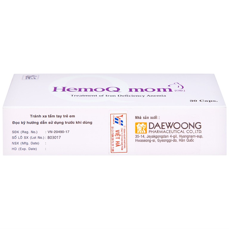Thuốc HemoQ Mom phòng ngừa và điều trị thiếu máu (3 vỉ x 10 viên)