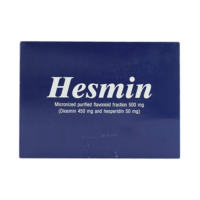 Thuốc Hesmin 500mg Glomed điều trị các triệu chứng và dấu hiệu của suy tĩnh mạch và bệnh trĩ (10 vỉ x 10 viên)