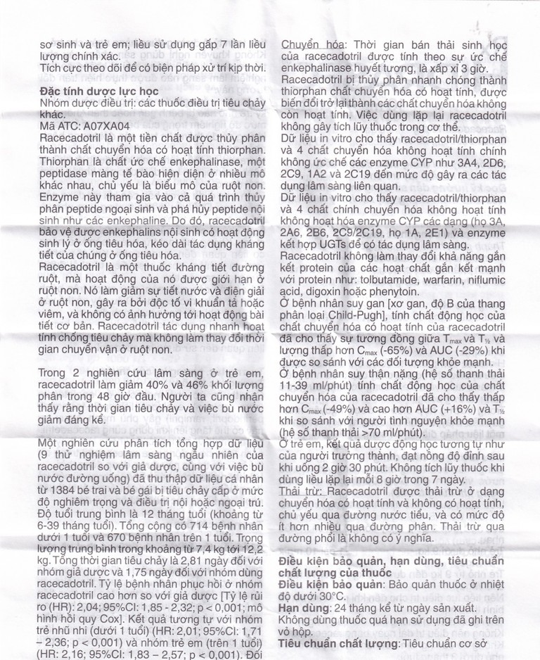 Thuốc bột Hidrasec 10mg điều trị tiêu chảy cấp ở trẻ (16 gói)