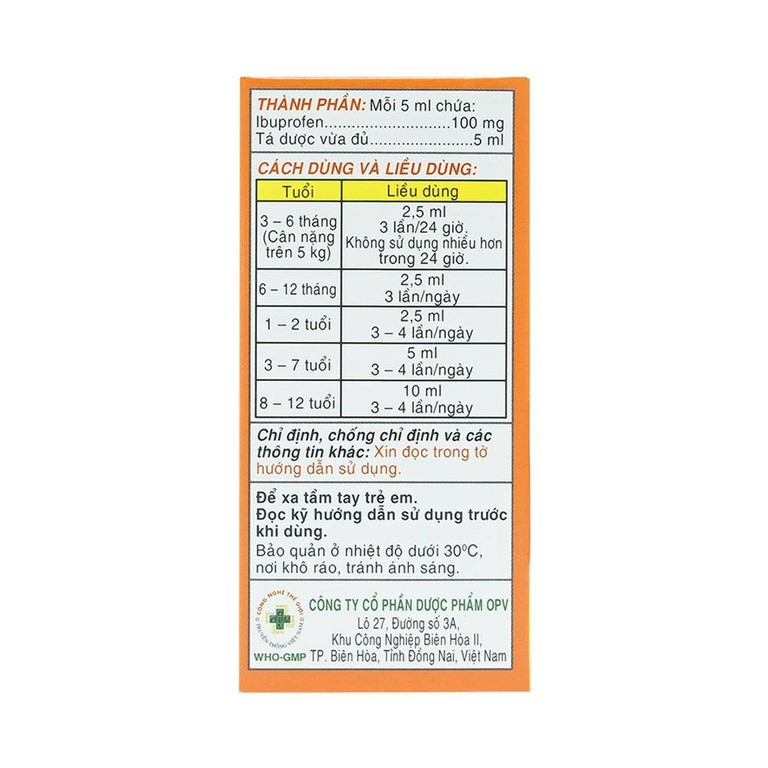 Hỗn dịch uống Children's Ibrafen OPV điều trị đau từ nhẹ đến vừa, sốt sau tiêm chủng (30ml)
