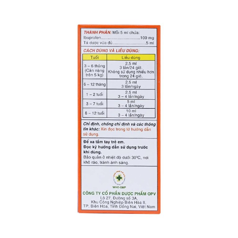 Thuốc Ibrafen OPV điều trị đau đầu, giảm sốt cho trẻ (60ml)