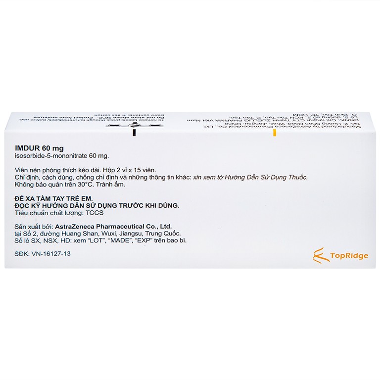 Thuốc Imdur 60mg AstraZeneca điều trị dự phòng đau thắt ngực (2 vỉ x 15 viên)