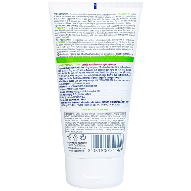 Gel rửa mặt Isis Teen Derm giảm nhờn và ngăn ngừa mụn (150ml)