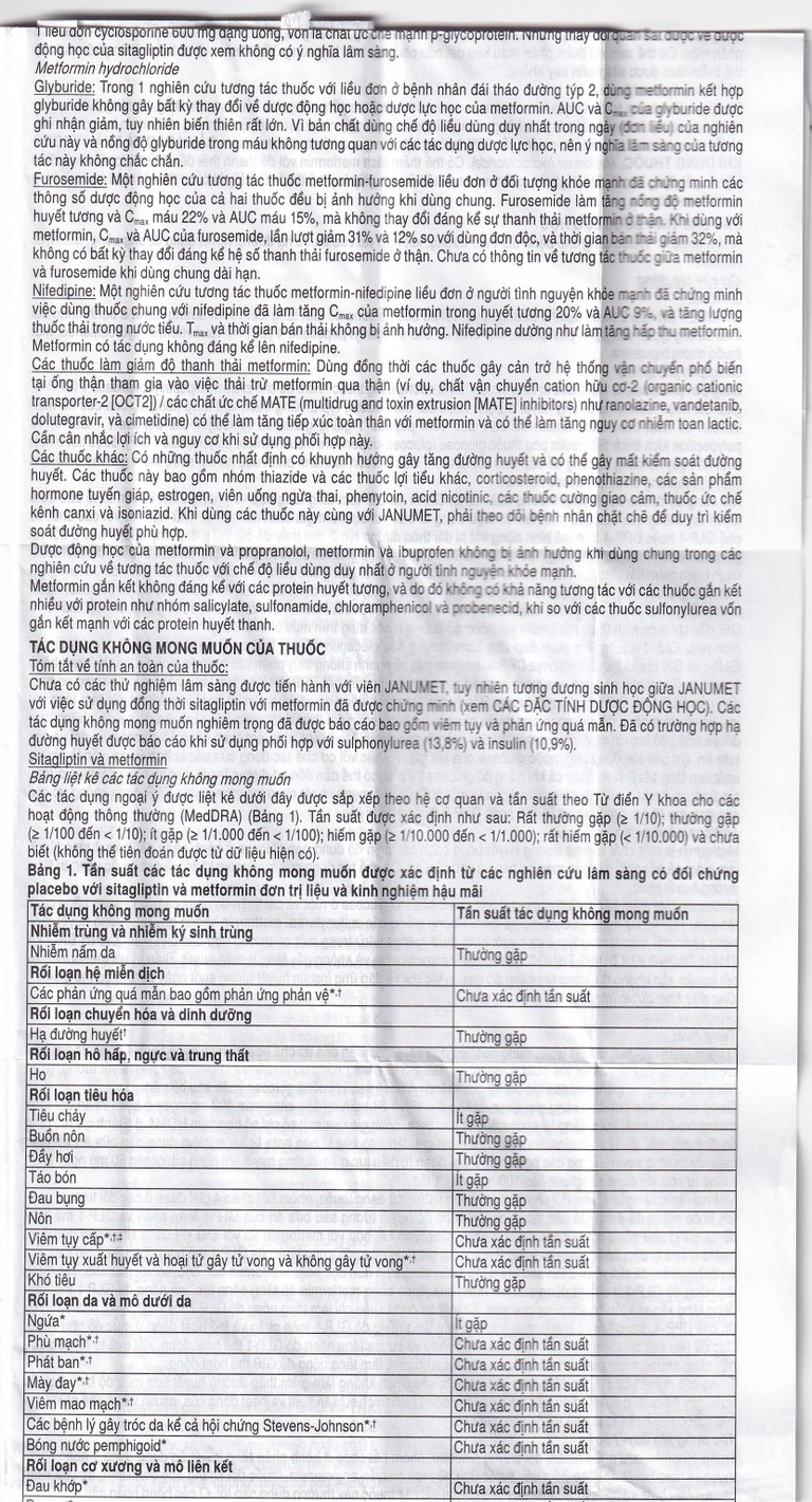 Viên nén Janumet 50mg/500mg MSD điều trị đái tháo đường típ 2 (4 vỉ x 7 viên)