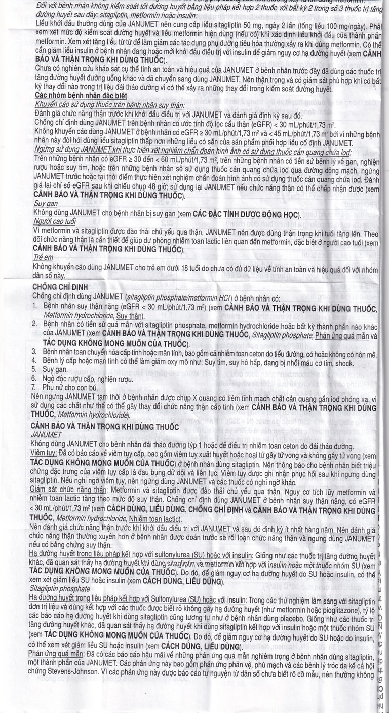 Viên nén Janumet 50mg/500mg MSD điều trị đái tháo đường típ 2 (4 vỉ x 7 viên)