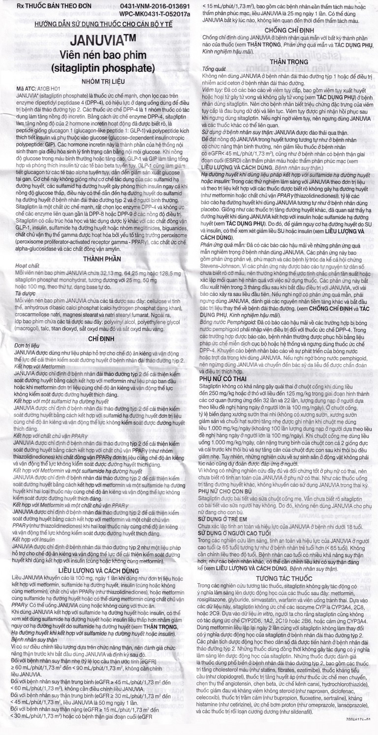 Viên nén Januvia 100mg MSD cải thiện kiểm soát đường huyết típ 2 (2 vỉ x 14 viên)