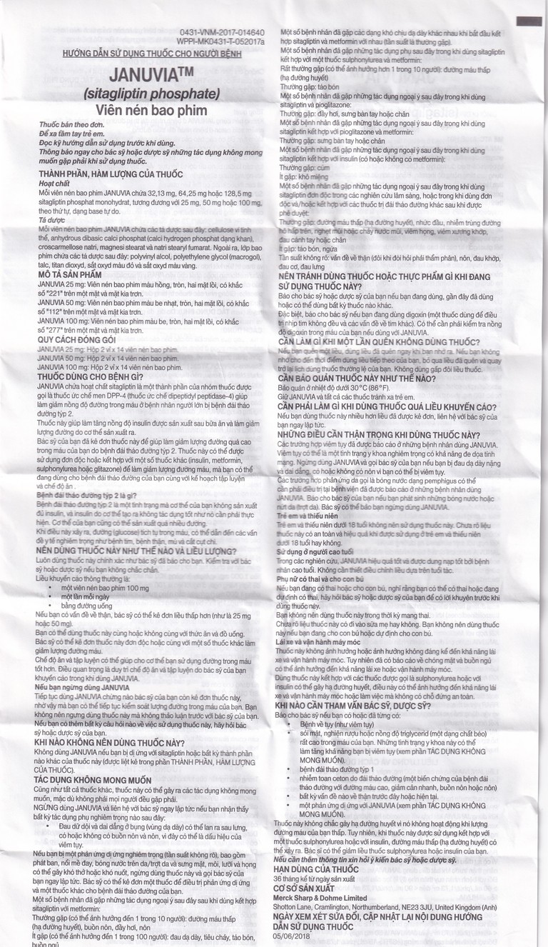Viên nén Januvia 50mg MSD cải thiện kiểm soát đường huyết típ 2 (2 vỉ x 14 viên)