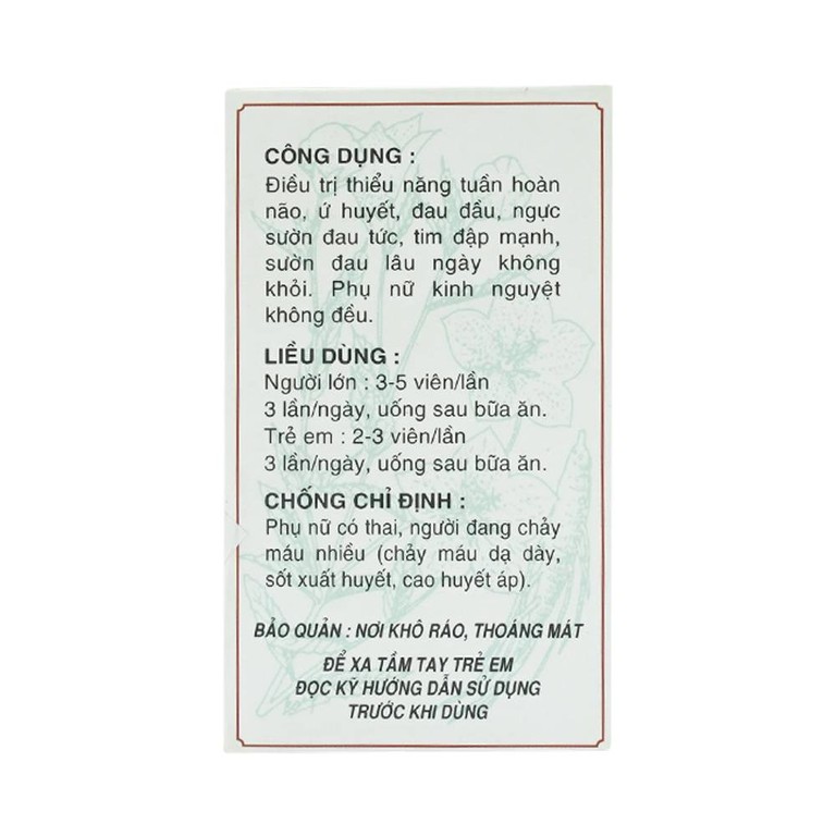 Viên nén Kakama Phúc Vinh điều trị thiểu năng tuần hoàn não, ứ huyết, đau đầu (60 viên)