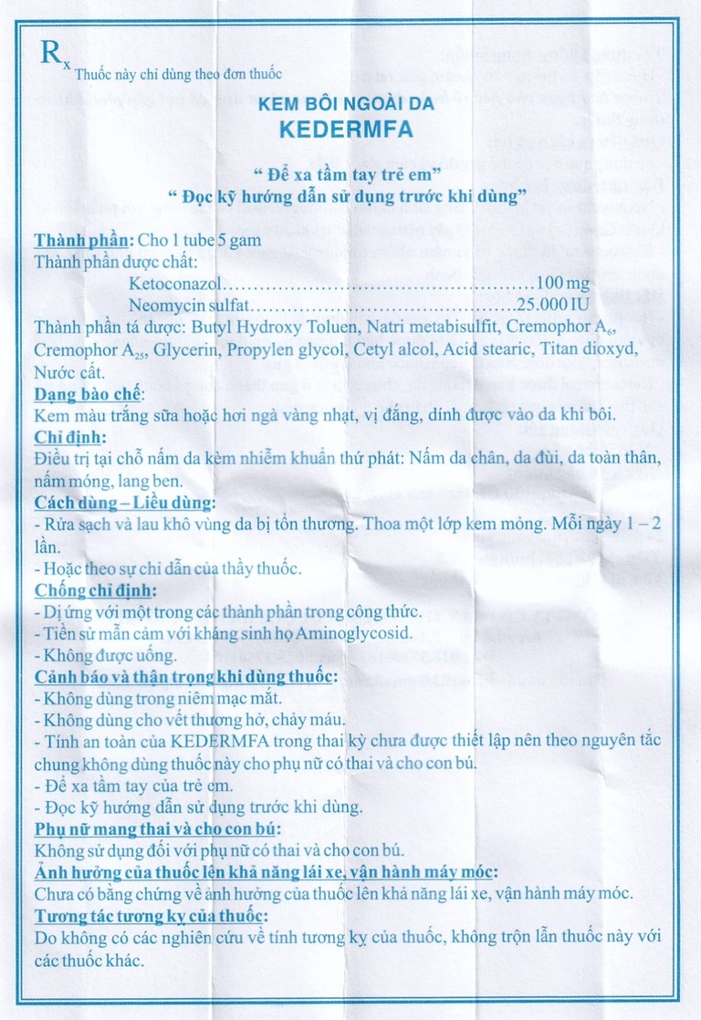 Kem bôi da Kedermfa QM. Mediphar điều trị nấm da chân, da đùi, da toàn thân, nấm móng, lang ben (5g)