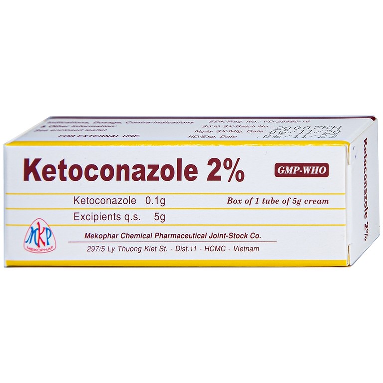 Kem bôi da Ketoconazole 2% Mekophar điều trị nấm ở da và niêm mạc (5g) 