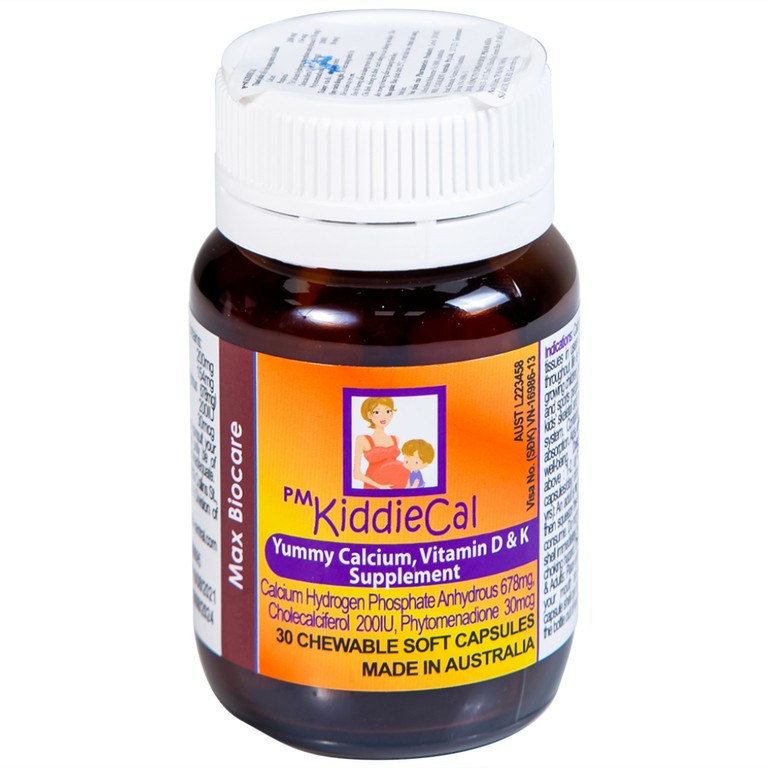 Viên nhai KiddieCal Catalent bổ sung canxi và vitamin D (30 viên)