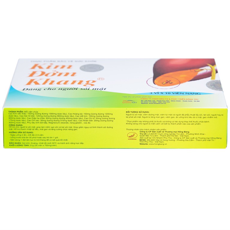 Viên uống Kim Đởm Khang Hồng Bàng hỗ trợ cho người bị sỏi mật (3 vỉ x 10 viên)
