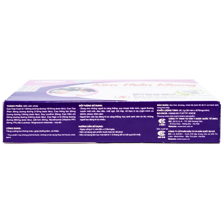 Viên uống Kim Thần Khang Á Âu tăng cường lưu thông máu, giúp dưỡng tâm, an thần (3 vỉ x 10 viên)