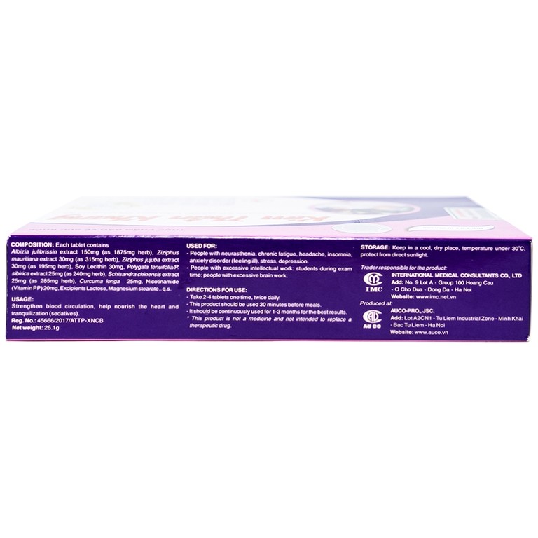 Viên uống Kim Thần Khang Á Âu tăng cường lưu thông máu, giúp dưỡng tâm, an thần (3 vỉ x 10 viên)