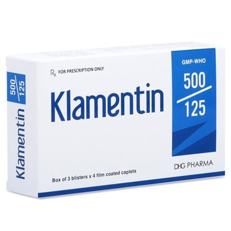 Thuốc Klamentin 500/125 DHG Pharma điều trị viêm xoang, viêm tai giữa, viêm phế quản (3 vỉ x 4 viên)