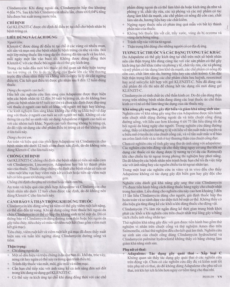 Gel bôi ngoài da Klenzit - C điều trị mụn trứng cá (15g)