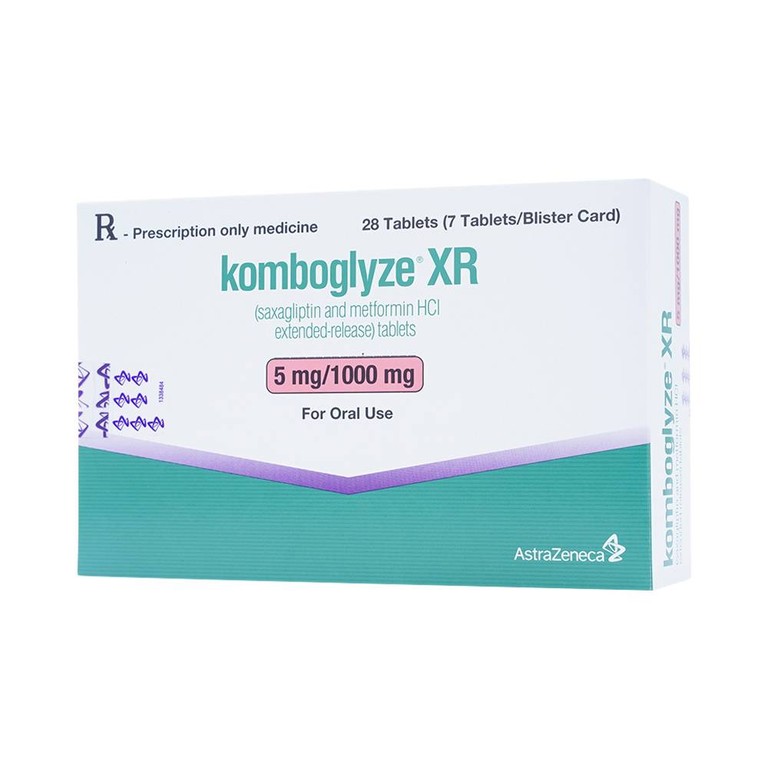 Viên nén Komboglyze XR 5mg/1000mg AstraZeneca hỗ trợ kiểm soát đường huyết (4 vỉ x 7 viên)
