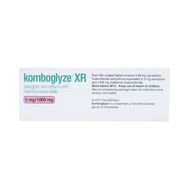 Viên nén Komboglyze XR 5mg/1000mg AstraZeneca hỗ trợ kiểm soát đường huyết (4 vỉ x 7 viên)